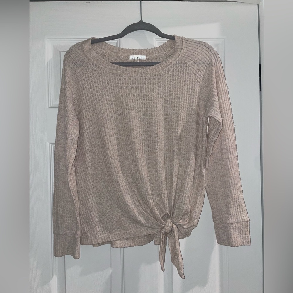 Waffle Knit Long Sleeve Top - Size M